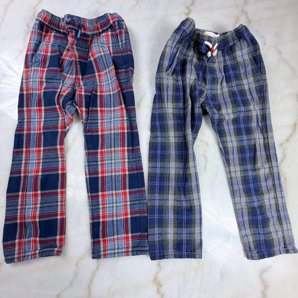 Boden Kids Boys 4Y 5Y Striped Shirts Plaid Flannel  Pants Play Clothes Lot Flaws